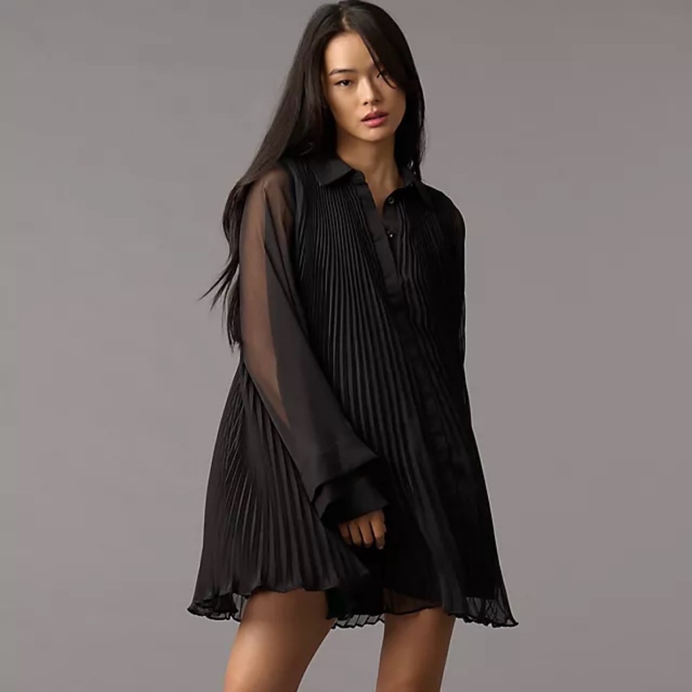 Anthropologie Black Long Sleeve Dress